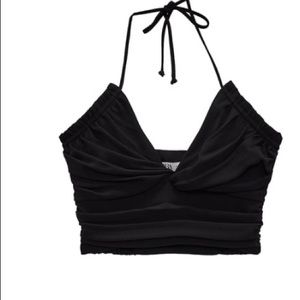 draped black zara top